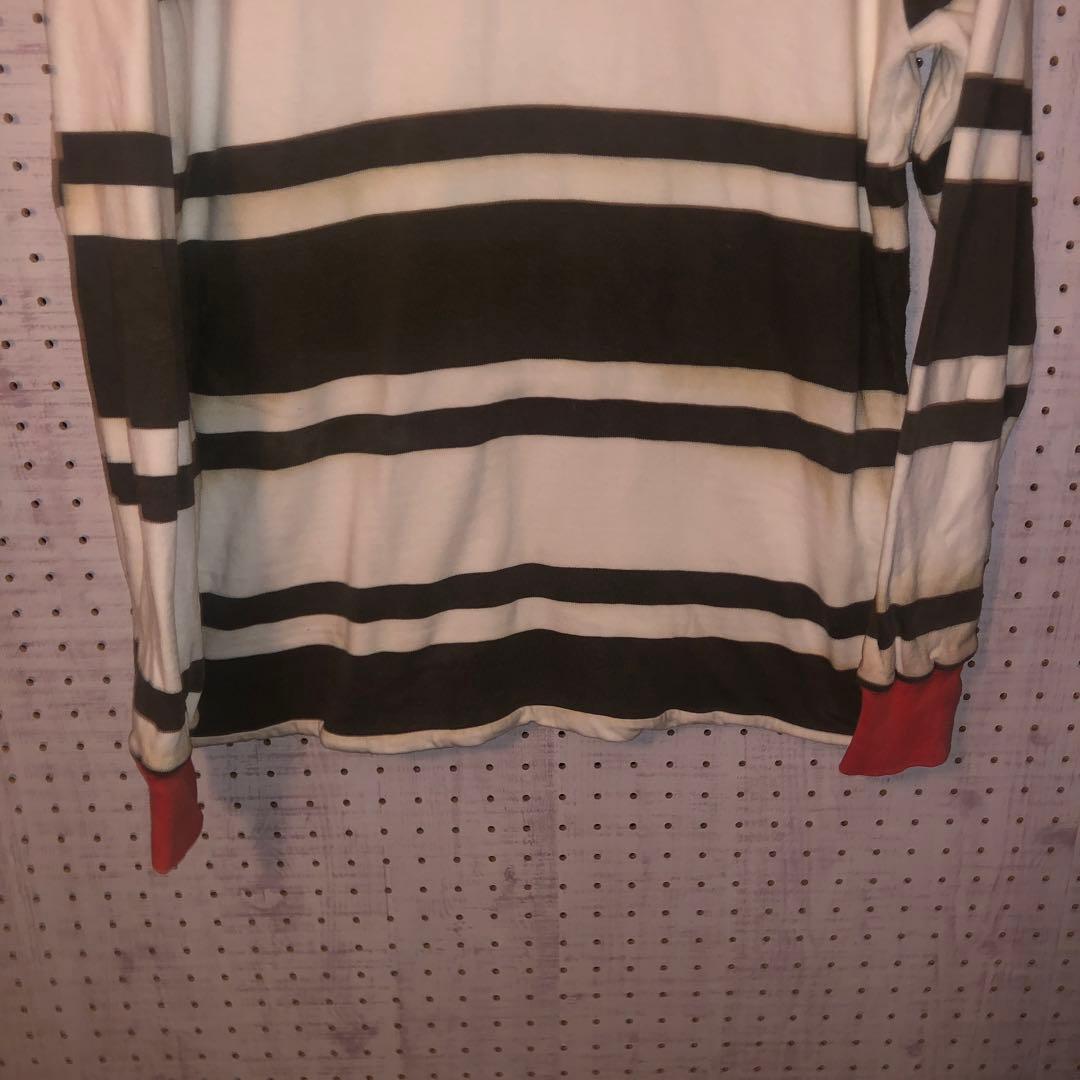 good enough ラグビーシャツ　ブラック×ホワイト×オレンジ