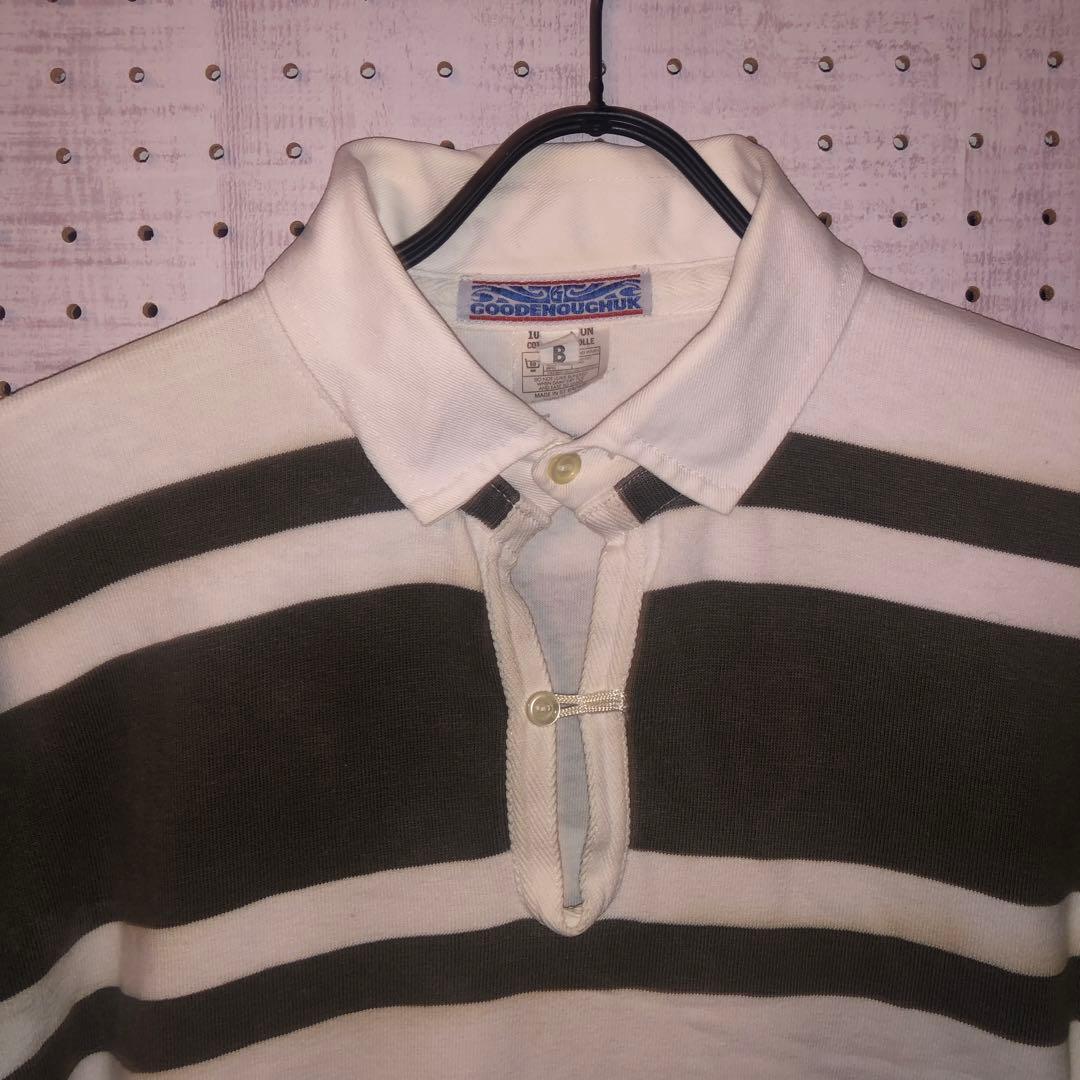 good enough ラグビーシャツ　ブラック×ホワイト×オレンジ