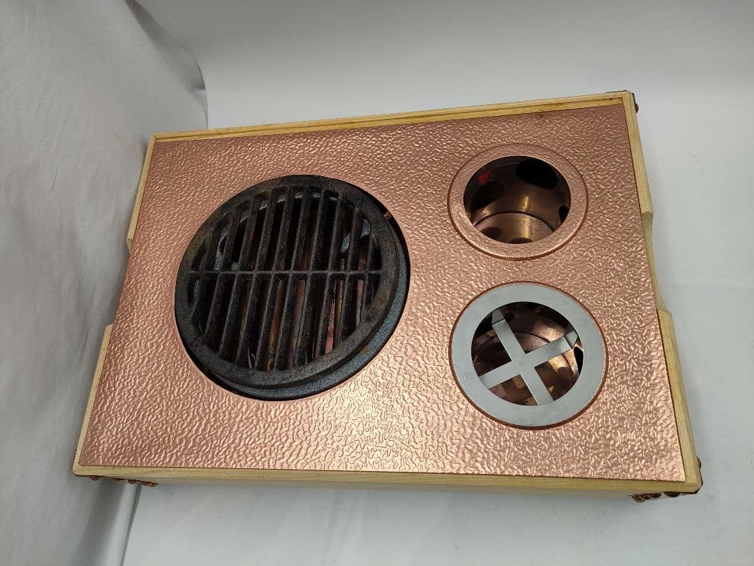銅製卓上火鉢　かたらい　火鉢セット 銅色 グリル 蒸し器付き