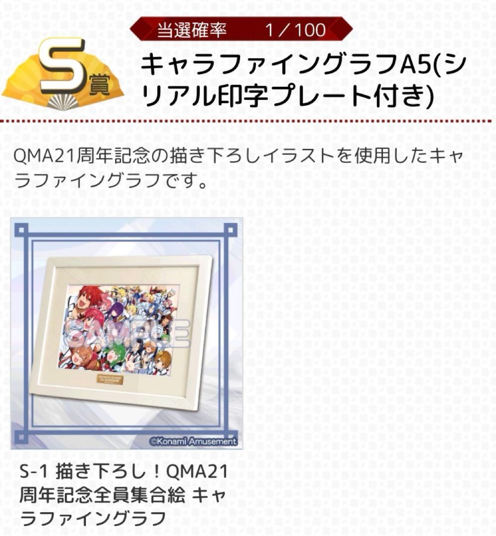 コナミプレミアムくじ【QMA21周年記念くじ】S賞 キャラファイングラフ