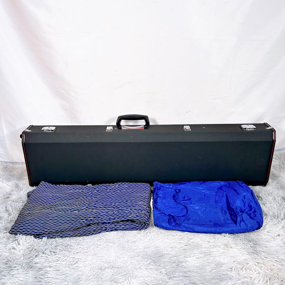 【希少】長唄三味線　三味線　細棹　紅木　銀細　綾杉胴　皮破れなし　栄幸　一本溝