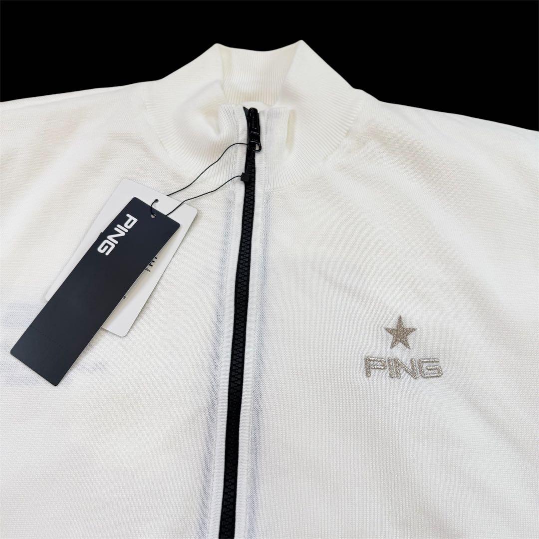【新品】PING　リバーシブル ニット　メンズ　3L　白　フルジップ　ゴルフ