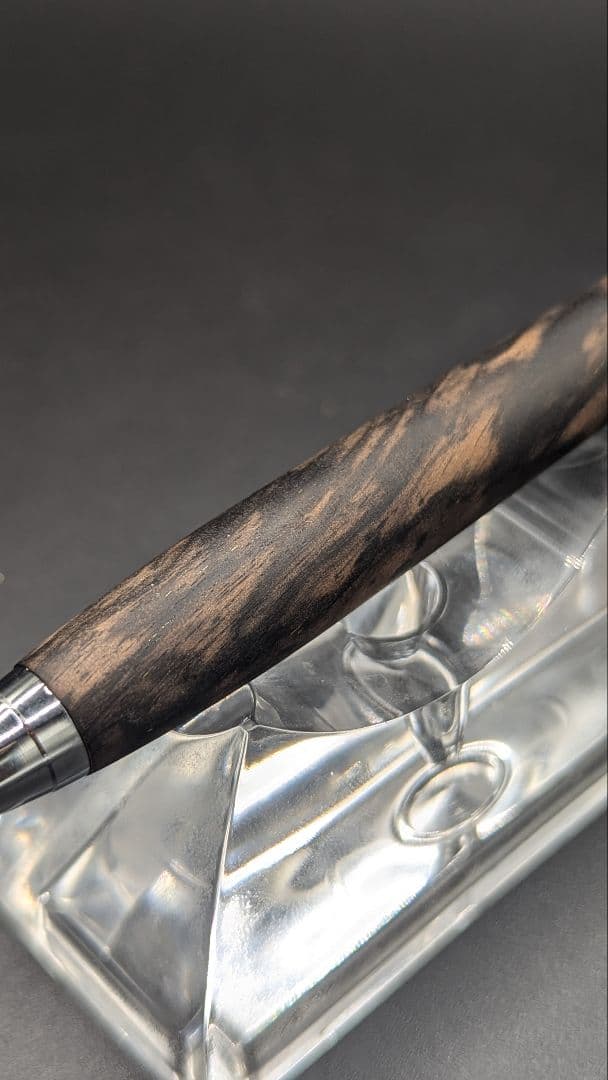 275ペン工房翌檜　極上　黒柿　孔雀杢　木軸シャーペン　木軸ボールペン