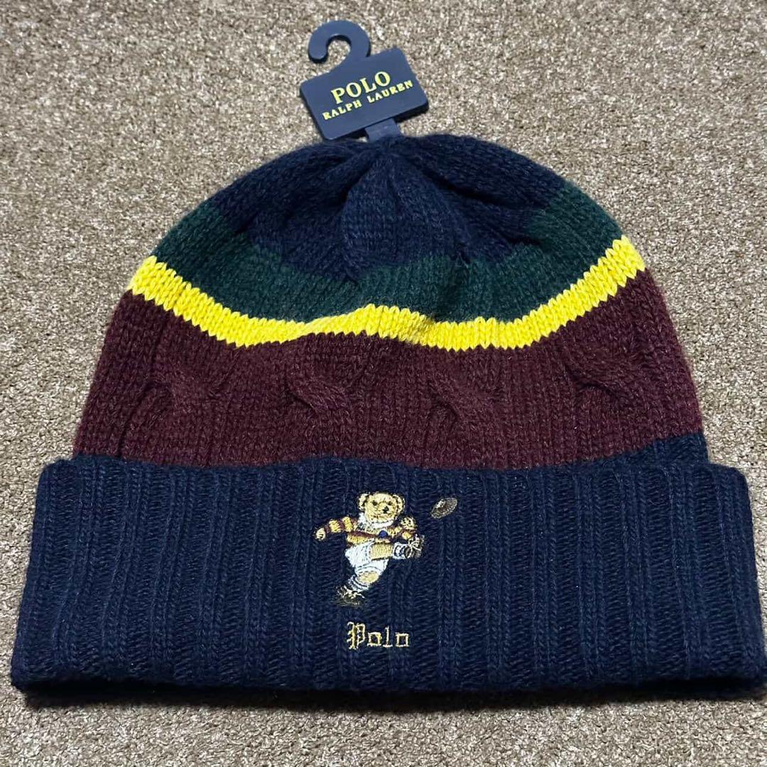 POLO RALPH LAUREN ポロベア ニット帽 ネイビー マルチカラー