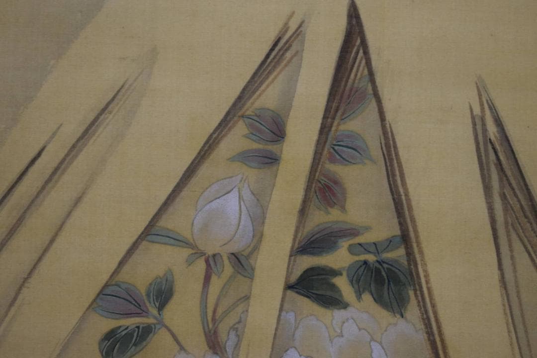 真作/森寛斎/雪中牡丹小禽図/布袋屋掛軸HH-997