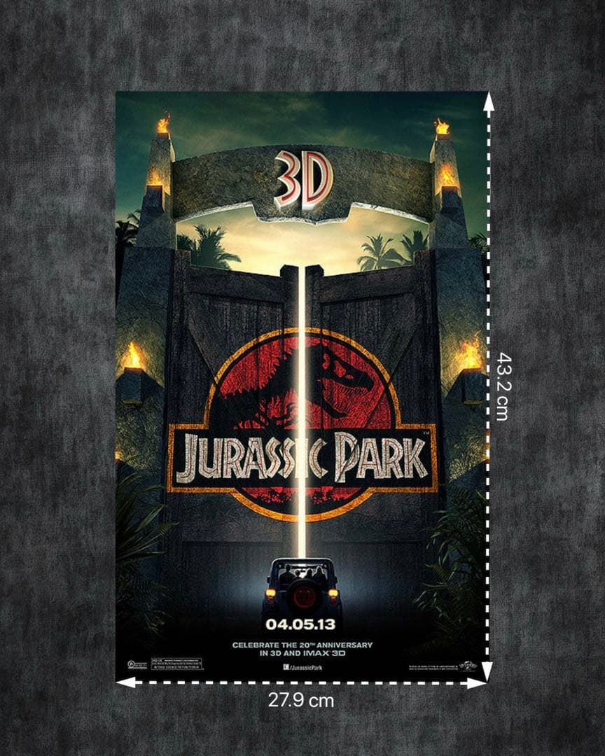 *枚数限定*映画館用片面印刷ポスターUS版:ジュラシックパーク 3Dバージョン