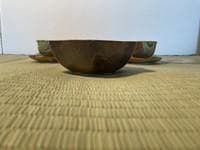 織部焼「織部流し」　（茶菓揃　彩堂窯彩杢作）