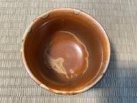 織部焼「織部流し」　（茶菓揃　彩堂窯彩杢作）