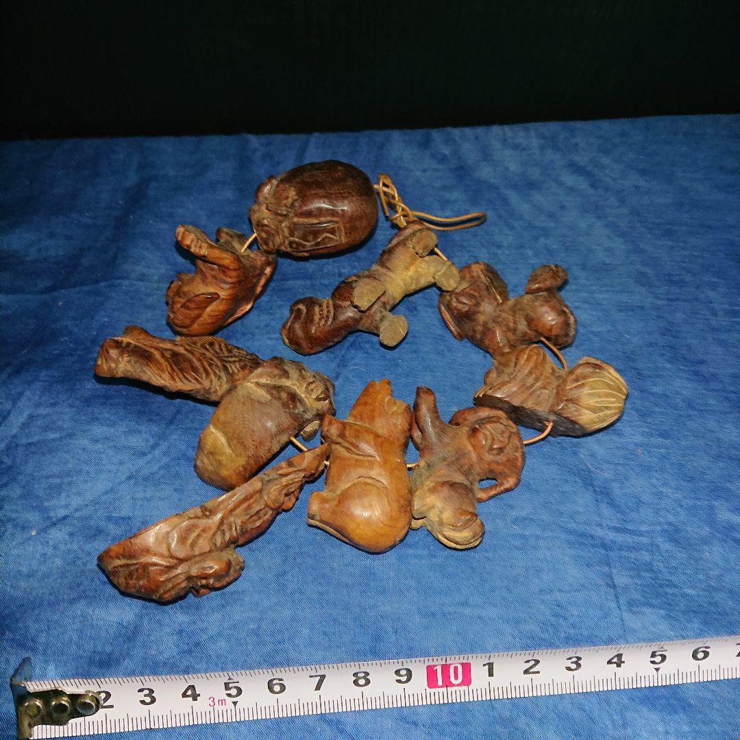 時代物木彫り、唐木念数珠