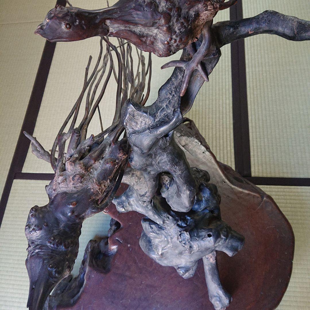 【大正レトロ/明治レトロ/昭和レトロ 】木製置物 孔雀 くじゃく 花台 当時物