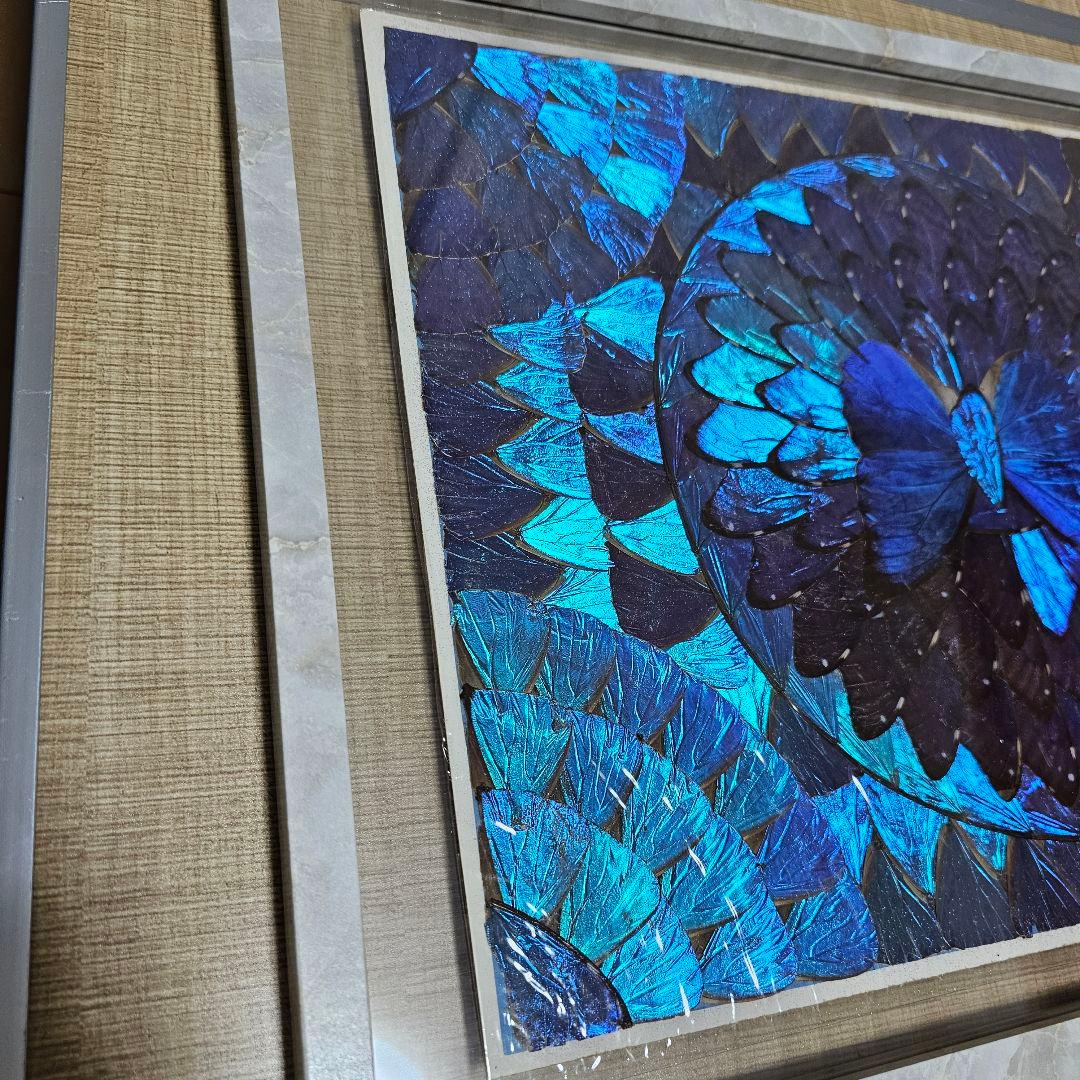 幻想的なブルーバタフライアート 額縁付き インテ リア 壁掛け装飾品