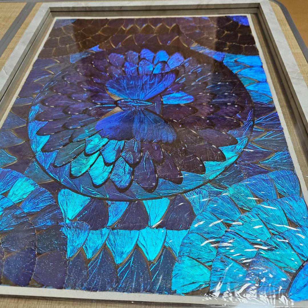 幻想的なブルーバタフライアート 額縁付き インテ リア 壁掛け装飾品