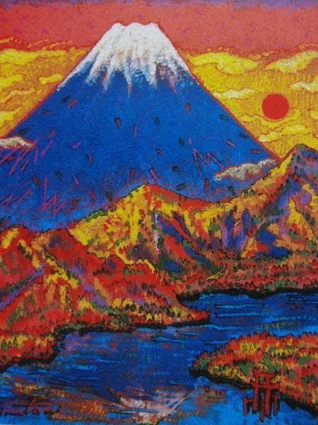 絹谷幸二、朝陽富岳、希少画集画、新品額装付、状態良好