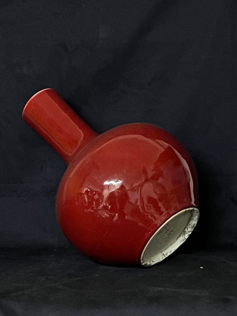 中国 骨董【大清雍正年製】赤釉天球瓶