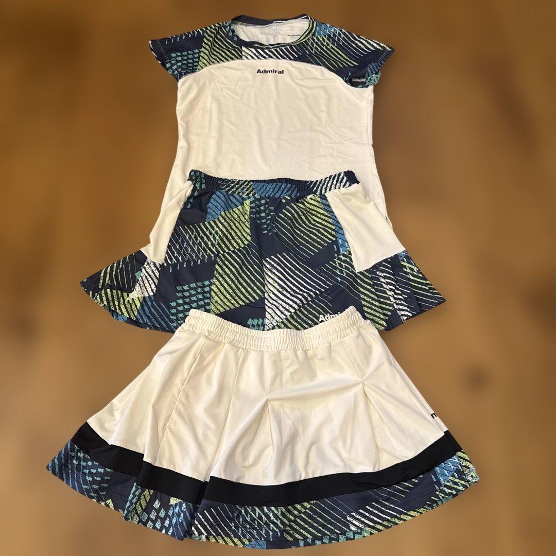 Admiral テニスウェア Mサイズ Tシャツスカート3点セット　白　緑