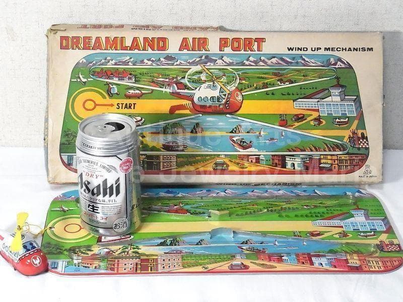 ブリキの飛行機が走る ドリームランド エアポート １９６０年代　日本製　箱付き