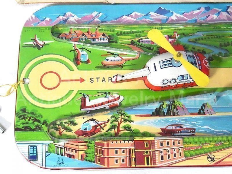 ブリキの飛行機が走る ドリームランド エアポート １９６０年代　日本製　箱付き