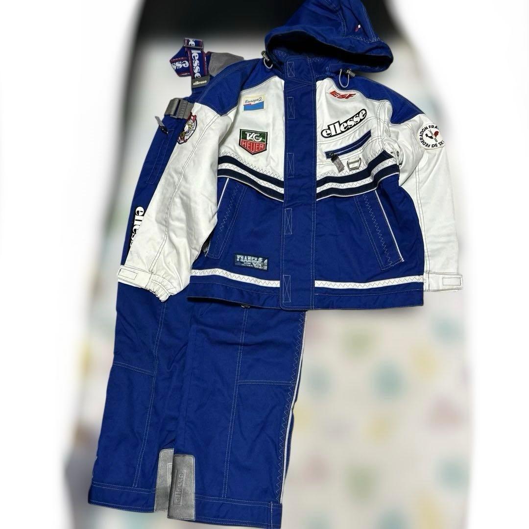 ellesseエレッセ　フランス代表ココリコ　スキーウェア 上下セットM白ブルー