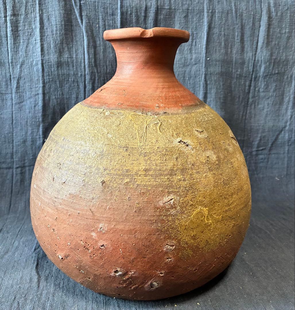 古備前　蕪徳利　被せ焼　酒器　花入れ