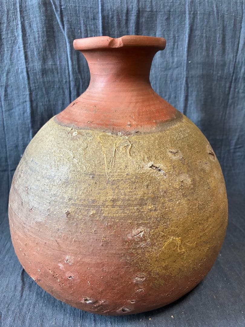 古備前　蕪徳利　被せ焼　酒器　花入れ