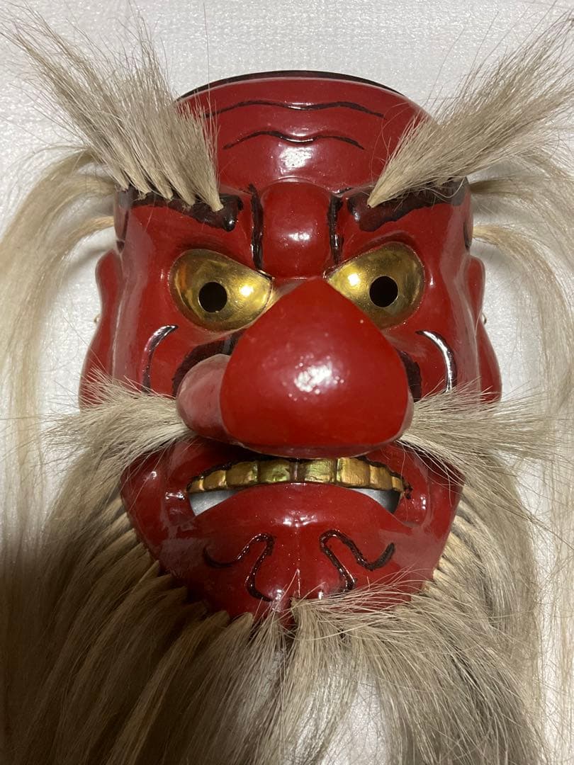 岡山神楽面／備前神楽・木面。【地元の有名な彫り師の作品となっています】。
