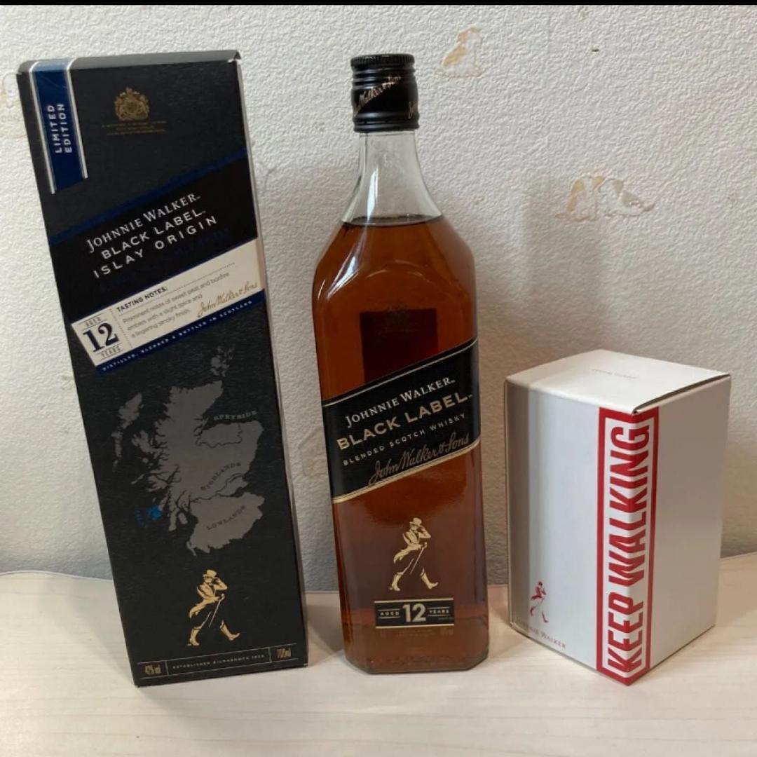 ジョニーウォーカーブラックラベル12年 2本セット（グラス付き）