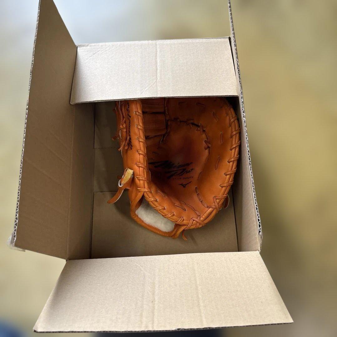 中古品ミズノプロ軟式ファーストミット軟式用野球グローブ 右利き用オレンジ