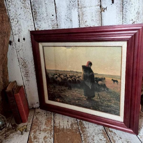 世界の名画 ジャン・フランソワ・ミレー 羊飼いの少女 複製画 額装 アート 印刷