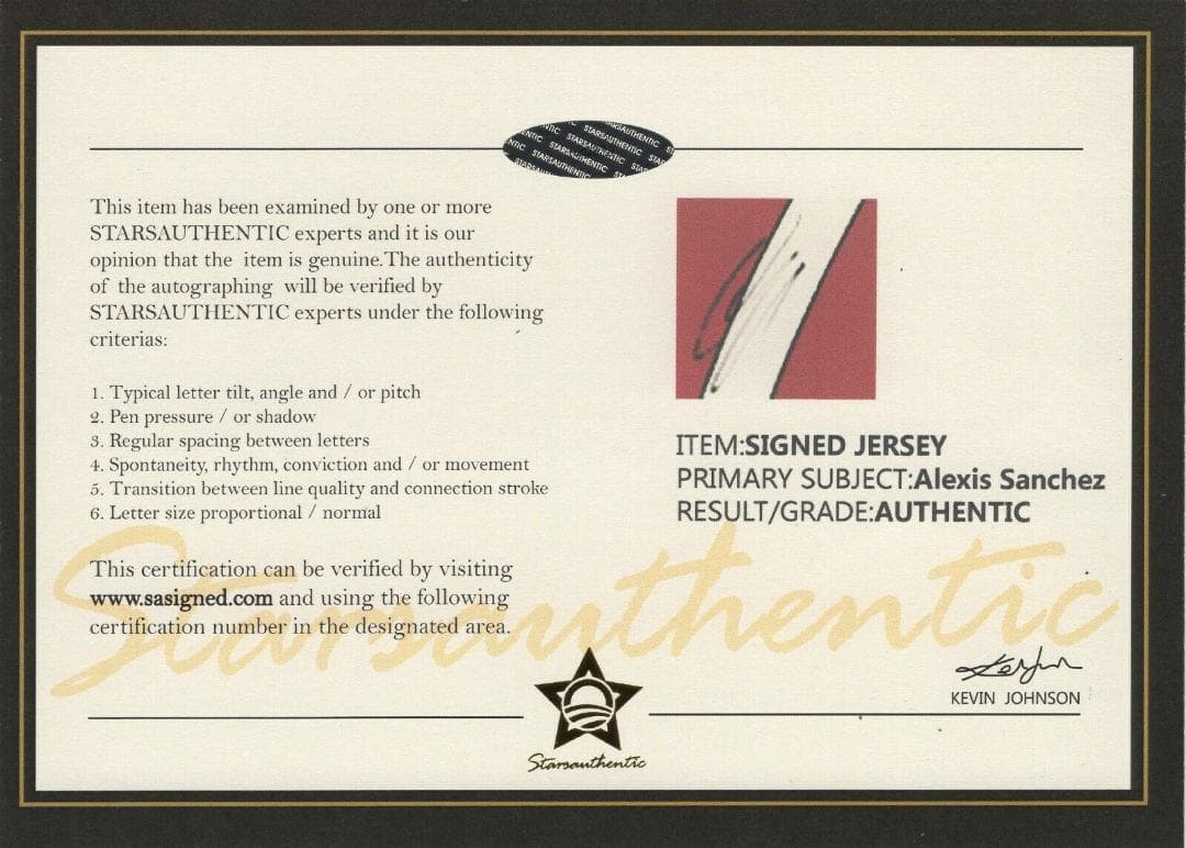 直筆サイン入りジャージ アレクシス・サンチェス  SA鑑定済