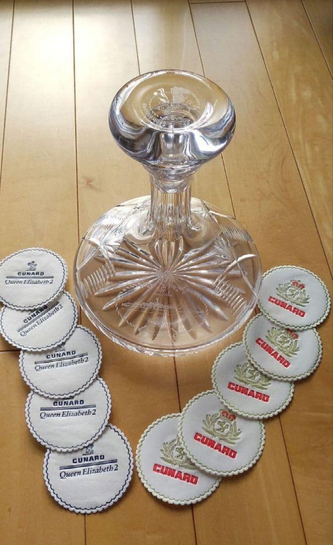 【最終価格】豪華客船クイーンエリザベス号　洋酒の空き瓶とコースター
