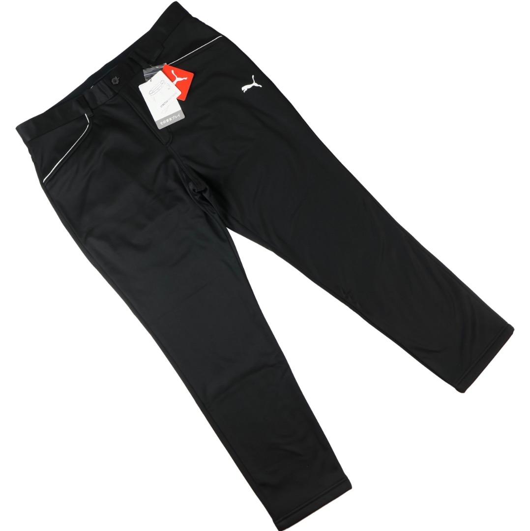 【M】秋冬 プーマ ゴルフ 保温 裏フリース ボンディング テーパードパンツ 黒
