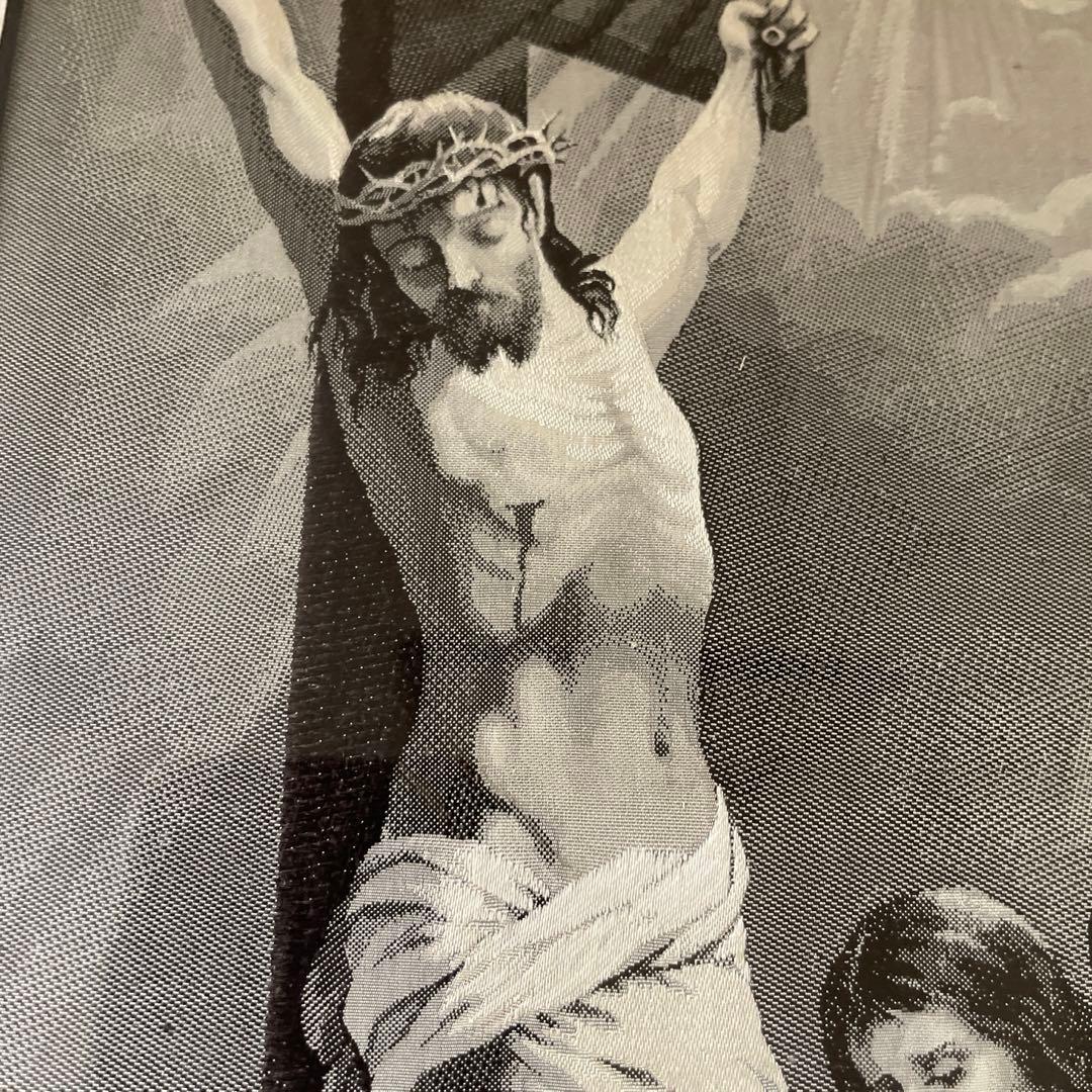 ヴィンテージ キリストの磔刑 モノクロリトグラフ アートフレーム