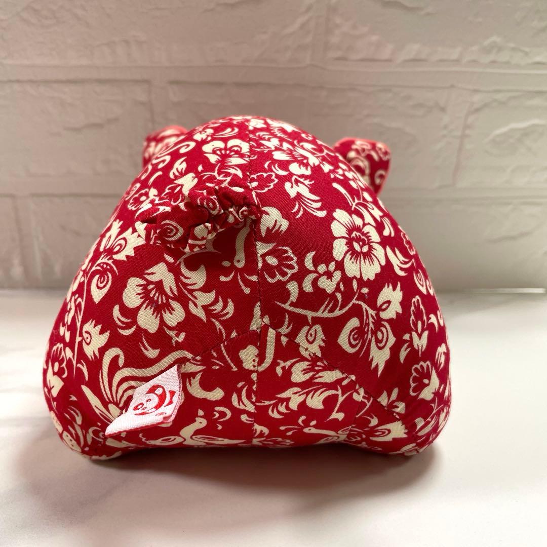 豚ぬいぐるみ　花柄　赤いブタ　総柄　布製　レア　アニマル　匿名配送