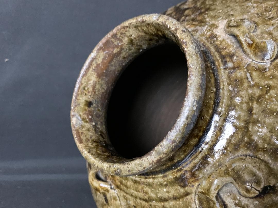 古丹波 自然釉 四耳 茶壷 桃山～江戸前期 739