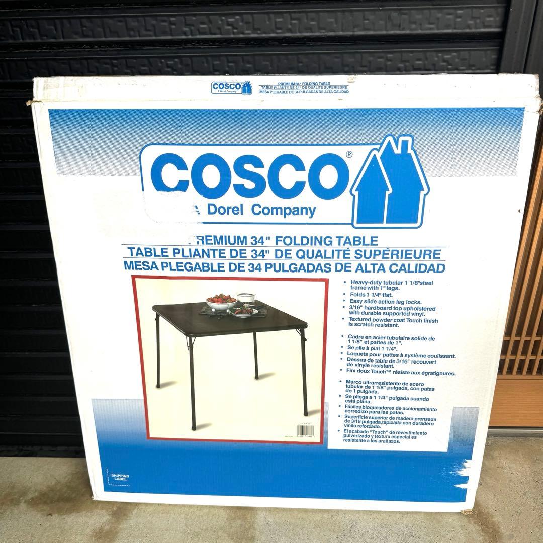 【美品】Cosco ブラウン 正方形 折りたたみテーブル 34インチ