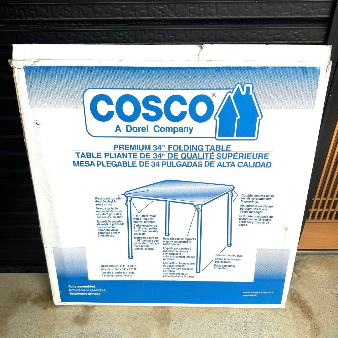 【美品】Cosco ブラウン 正方形 折りたたみテーブル 34インチ
