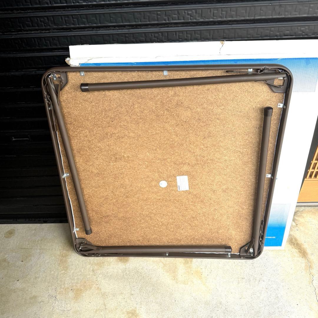 【美品】Cosco ブラウン 正方形 折りたたみテーブル 34インチ