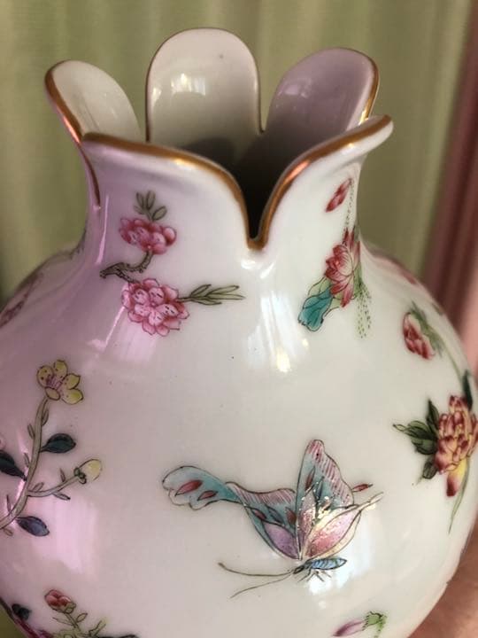 大青雍正年製款、石榴瓶、粉彩花鸟、花瓶、