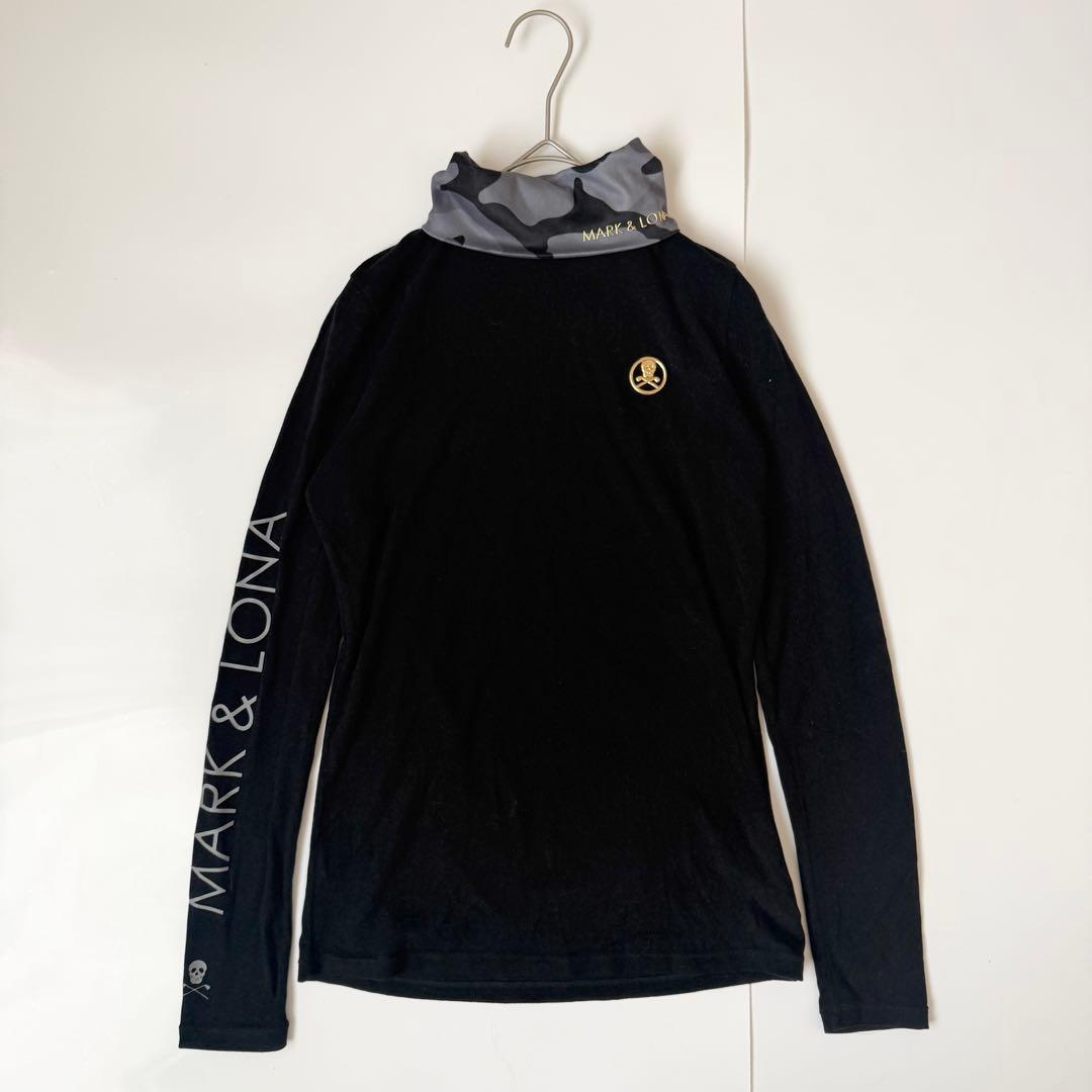 マークアンドロナ レディース モックネック インナー フリース カモフラ スカル