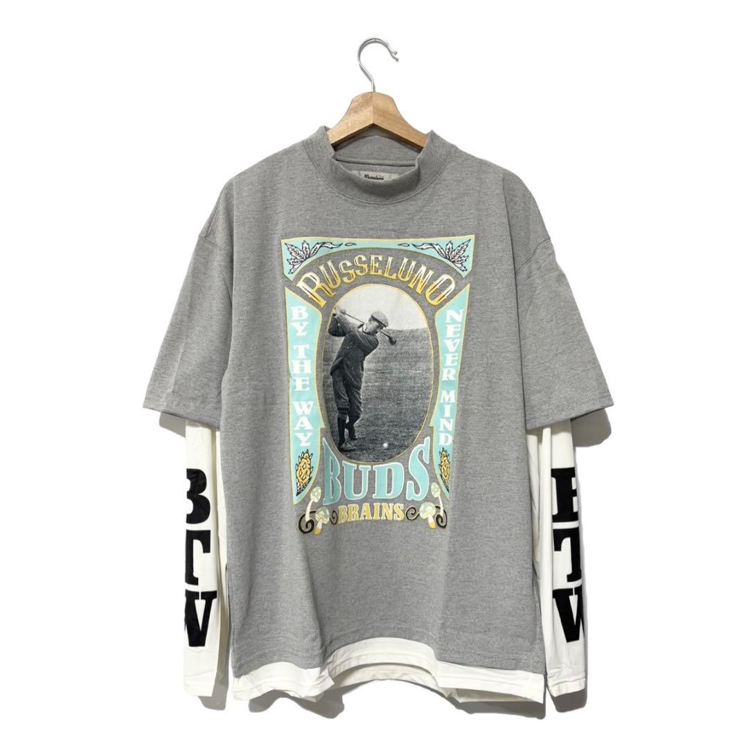 ラッセルノ ゴルフ レイヤード プリント モックネック L/S グレー L 5