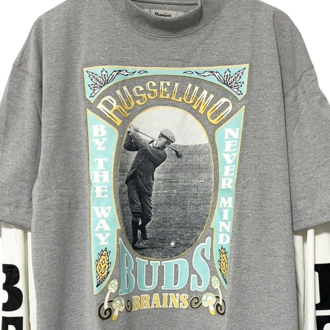 ラッセルノ ゴルフ レイヤード プリント モックネック L/S グレー L 5