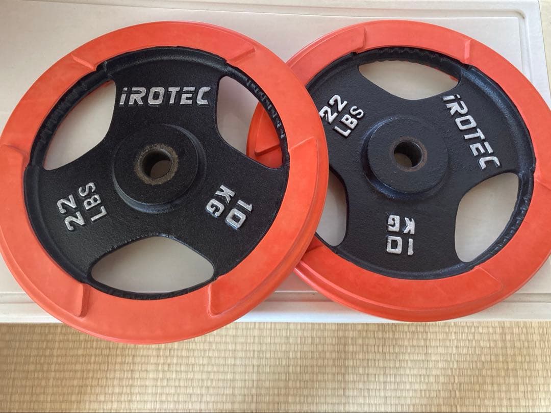 iROTEC 10kg ダンベルプレート 2枚セット (ラバー付き)