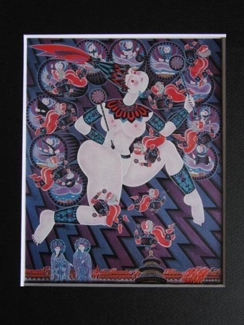 田崎昭作、雷神＜北京の秋＞、希少画な集画、状態良好、新品高級額・額装付