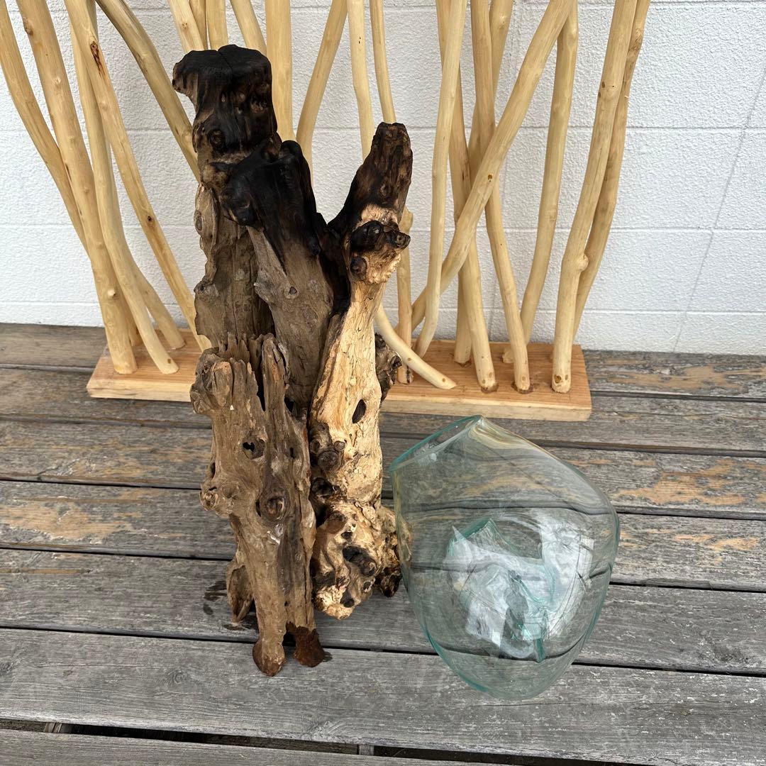 【送料無料】バリ島流木ガラスビッグサイズw30×d35×h102cmメダカ7-A