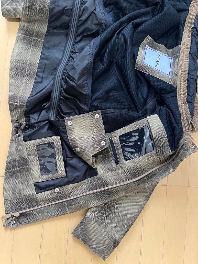 カーキ系チェック フード付き SCAPE S/M 上下セット
