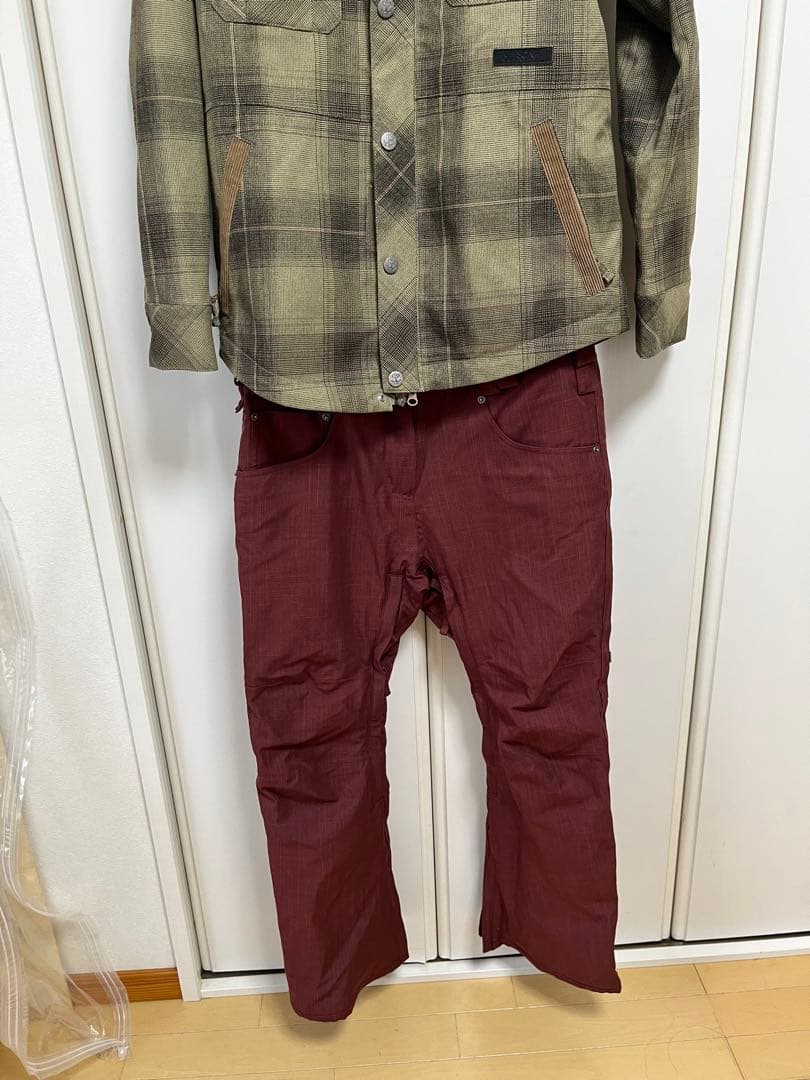 カーキ系チェック フード付き SCAPE S/M 上下セット