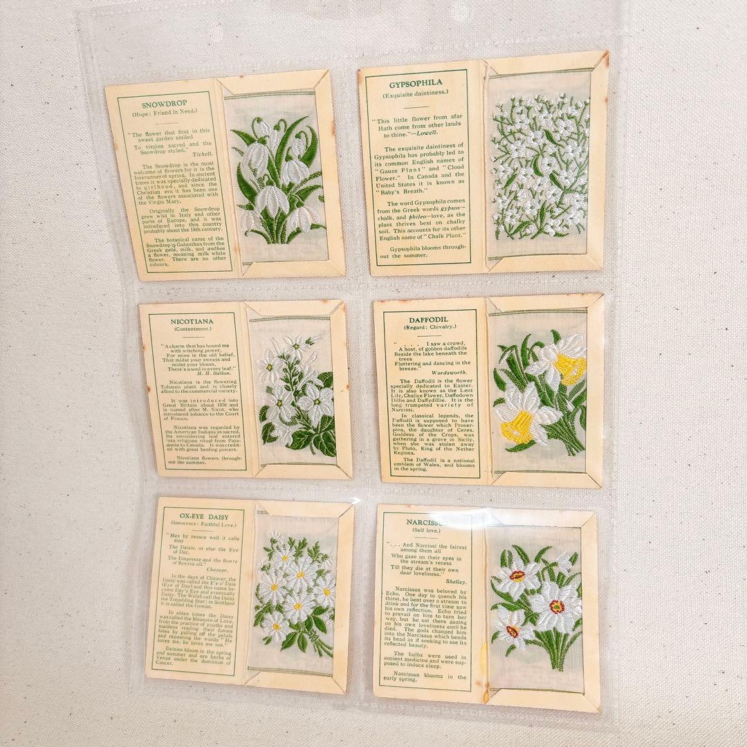 【Bセット】花の刺繍　シガレットカード　Sサイズ 48枚セット