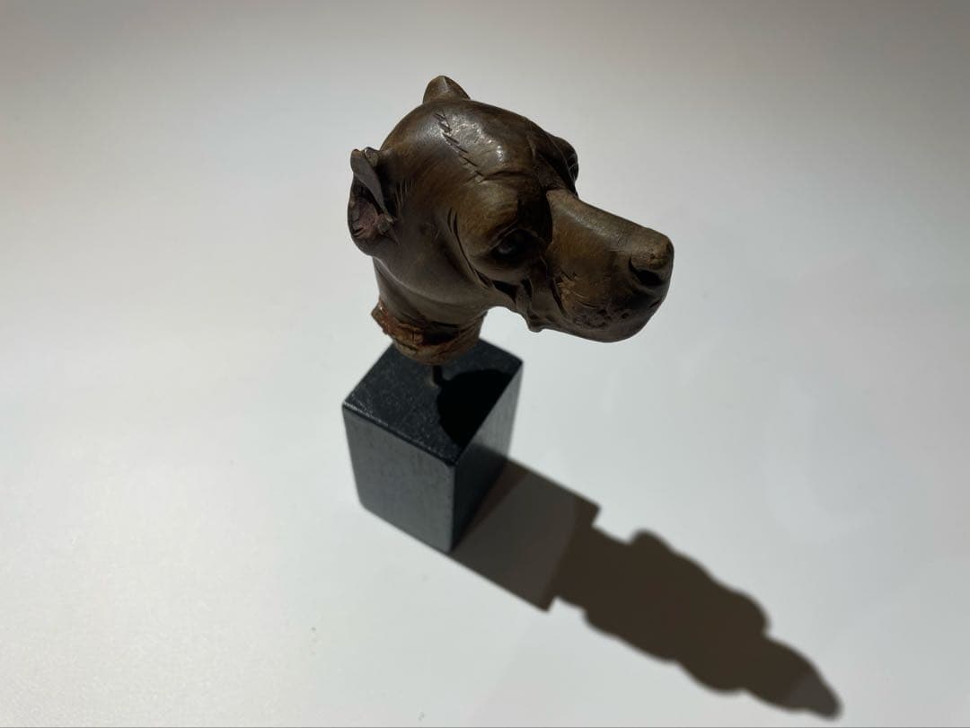 イギリス　アンティーク　ステッキ　柄の部分　犬　ドッグ　ハンドル