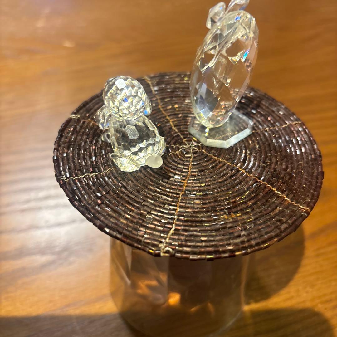 スワロフスキー　犬（ビーグル）、フクロウ　クリスタル置物２つセット