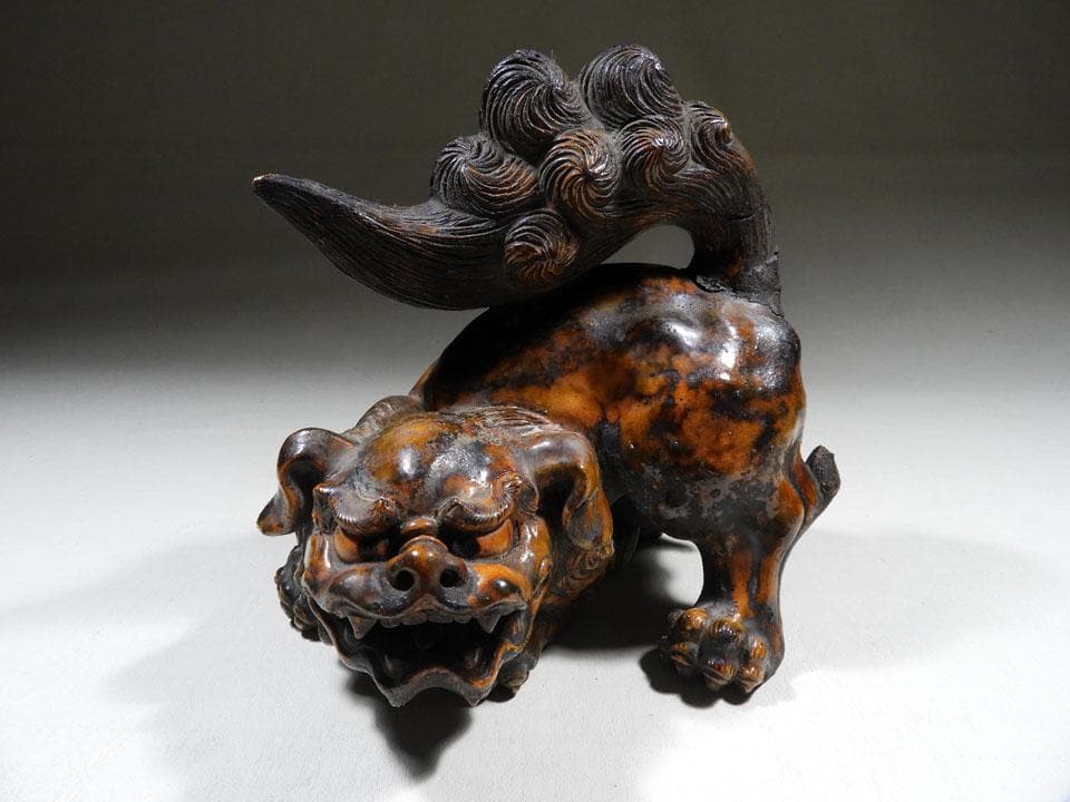 ●傑作 備前 古備前 唐獅子 備前焼 信楽焼 在銘 修復跡 縁起物 高さ21㎝